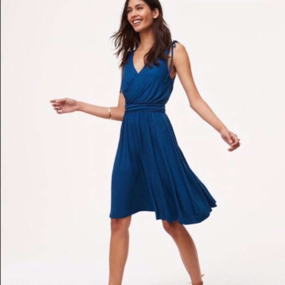 NEW Loft Shoulder Tie V- Neck Dress